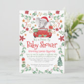 Weihnachtslephant Drive by Baby Shower Einladung (Stehend Vorderseite)