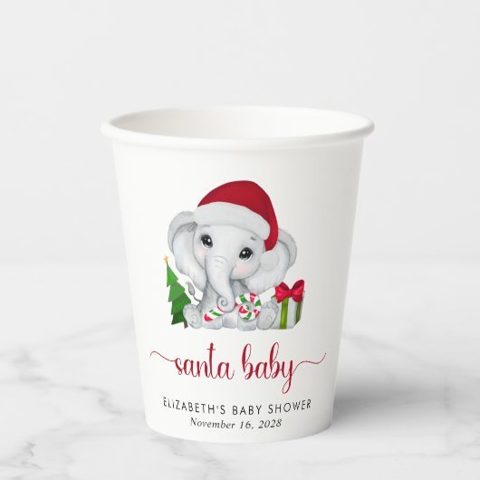 Weihnachtslephant Santa Baby Boy Dusche Pappbecher (Vorderseite)