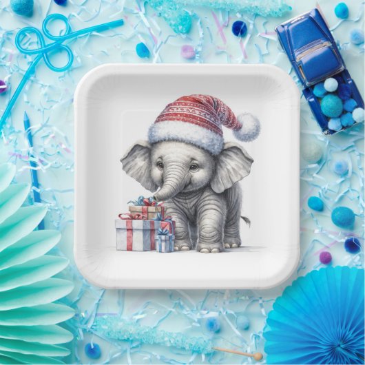 Weihnachtslephäre mit Weihnachtsgeschenken Pappteller (Party)