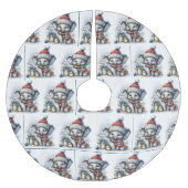 Weihnachtslephon mit Geschenken Polyester Weihnachtsbaumdecke (Vorderseite)