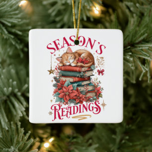 Weihnachtslesearten Kuschel-Kätzchen  Keramikornament