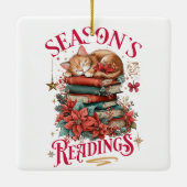 Weihnachtslesearten Kuschel-Kätzchen  Keramikornament (Rückseite)
