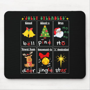 Weihnachtsleselehrer Silbentypen Phonemisch Mousepad