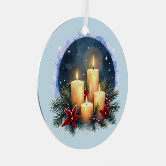 Weihnachtsleuchte mit Poinsettias Ornament Aus Metall (Vorderseite Rechts)