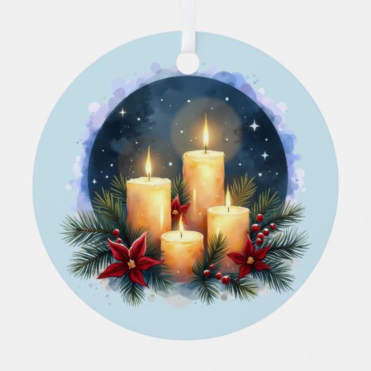 Weihnachtsleuchte mit Poinsettias Ornament Aus Metall (Vorderseite)