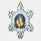 Weihnachtsleuchte mit Poinsettias Schneeflocken Zinn-Ornament (Rechts)