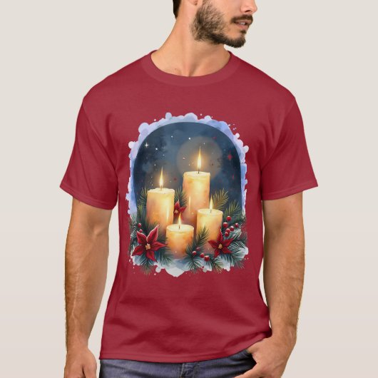 Weihnachtsleuchte mit Poinsettias T-Shirt (Vorderseite)