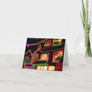 Weihnachtsleuchten auf Hausgrüßkarte Karte