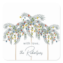 Weihnachtsleuchten auf Palmen Custom Square Stick