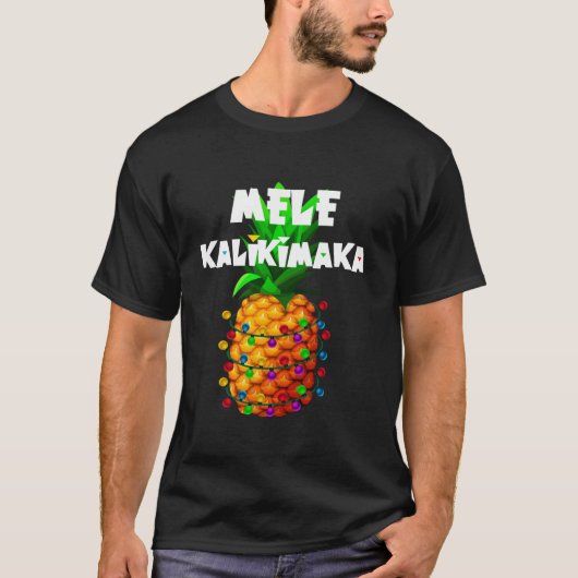 Weihnachtsleuchten Bäume Ananas Mele Kalikimaka Ha T-Shirt (Vorderseite)