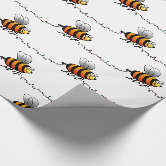 Weihnachtsleuchten Bumble Bee Muster Wrapping Papi Geschenkpapier (Ecke)
