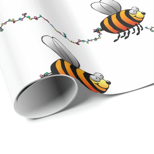 Weihnachtsleuchten Bumble Bee Muster Wrapping Papi Geschenkpapier (Rolleneckpunkt)