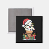 Weihnachtsleuchten Eiscreme mit Weihnachtsmannmütz Magnet (Vorderseite/Rückseite)