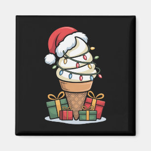 Weihnachtsleuchten Eiscreme mit Weihnachtsmannmütz Magnet