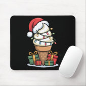 Weihnachtsleuchten Eiscreme mit Weihnachtsmannmütz Mousepad (Mit Mouse)