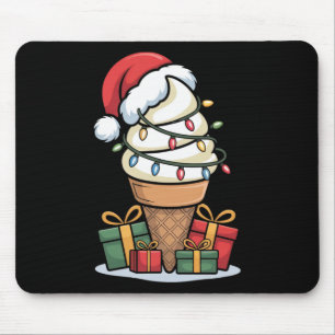 Weihnachtsleuchten Eiscreme mit Weihnachtsmannmütz Mousepad