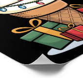 Weihnachtsleuchten Eiscreme mit Weihnachtsmannmütz Poster (Ecke)