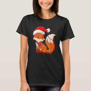 Weihnachtsleuchten Fox mit Weihnachtshut Niedlich  T-Shirt