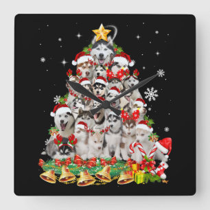 Weihnachtsleuchten   Hundexmas Quadratische Wanduhr