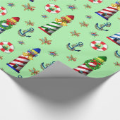 Weihnachtsleuchten im grünen Hintergrund Geschenkpapier (Ecke)