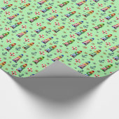 Weihnachtsleuchten im grünen Hintergrund Geschenkpapier (Ecke)