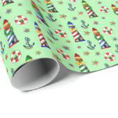 Weihnachtsleuchten im grünen Hintergrund Geschenkpapier (Rolleneckpunkt)