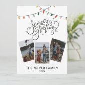 Weihnachtsleuchten mit freundlicher Kalligrafie Feiertagskarte (Stehend Vorderseite)