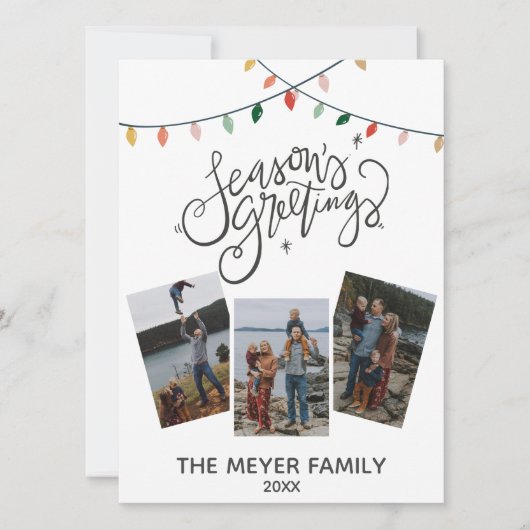 Weihnachtsleuchten mit freundlicher Kalligrafie Feiertagskarte (Vorderseite)