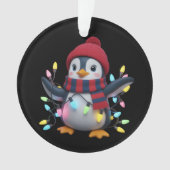 Weihnachtsleuchten Pinguin mit Weihnachtslatthping Ornament (Vorderseite)