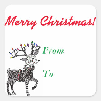 Weihnachtsleuchten Rentierkleber Quadratischer Aufkleber