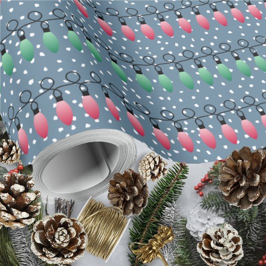 Weihnachtsleuchten Rot-Nacht-Schnee Geschenkpapier