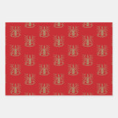 Weihnachtsleuchten Rot-Schwarz-Goldkerzen niedlich Geschenkpapier Set (Vorderseite)