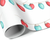 Weihnachtsleuchten rot und türkis Gemustert Geschenkpapier (Rolleneckpunkt)