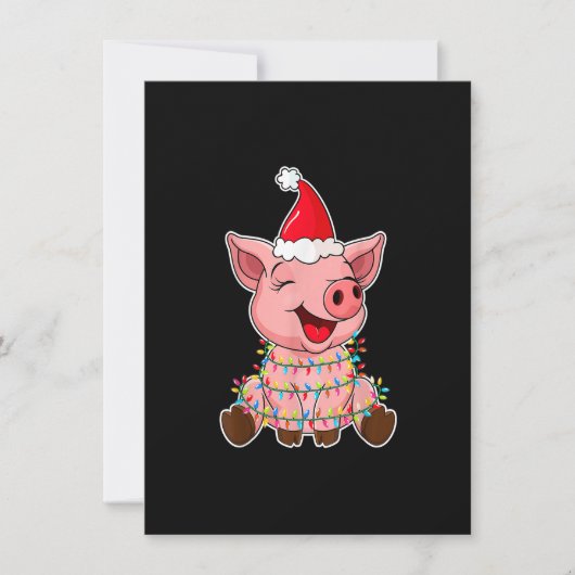 Weihnachtsleuchten Schwein mit Weihnachtshut - Fun Einladung (Vorderseite)