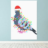 Weihnachtsleuchten-Taube mit Weihnachtshut - Taube Leinwanddruck (Insitu (Holzboden))