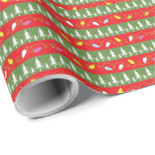 Weihnachtsleuchten und Bäume Geschenkpapier (Rolleneckpunkt)