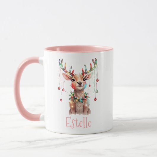 Weihnachtsleuchten und Ornamente der Rentiere Tasse (Links)