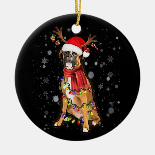 Weihnachtsleuchter Boxerhund mit Hornrescher Keramik Ornament (Vorne)