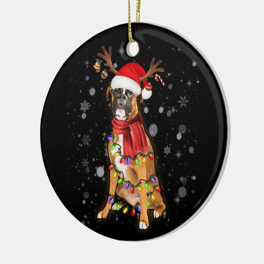 Weihnachtsleuchter Boxerhund mit Hornrescher Keramik Ornament (Links)