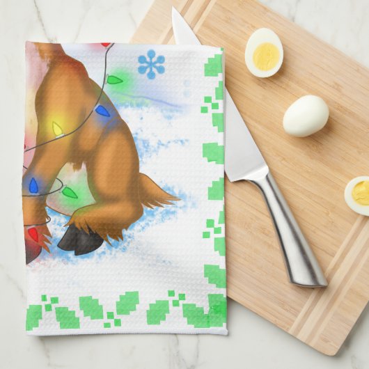 Weihnachtsleuchter Küchentuch (Viertel Falte)