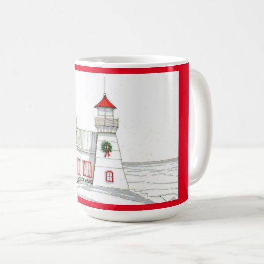 WeihnachtsLeuchtturm 1 Kaffeemaschine Tasse 15 oz (VorderseiteRechts)