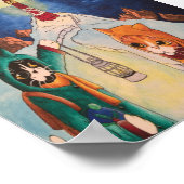 WeihnachtsLeuchtturm bei Nachtkatzen Poster (Ecke)