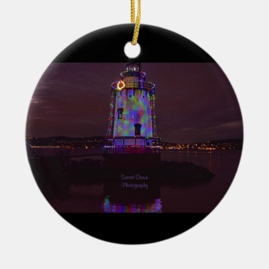 WeihnachtsLeuchtturm Keramik Ornament (Vorne)