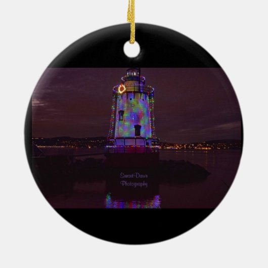 WeihnachtsLeuchtturm Keramik Ornament (Hinten)