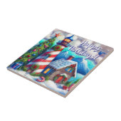 WeihnachtsLeuchtturm Nautical Personalisiert Fliese (Seite)