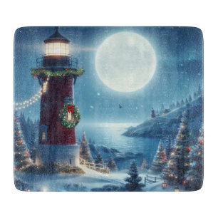 Weihnachtsleuchtturm nautisch schneidebrett