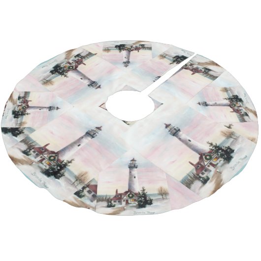 Weihnachtsleuchtturm Polyester Weihnachtsbaumdecke (Schrägansicht)