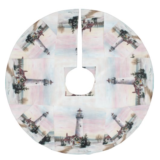 Weihnachtsleuchtturm Polyester Weihnachtsbaumdecke (Vorderseite)