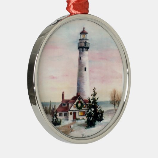 Weihnachtsleuchtturm Verzierung Silbernes Ornament (Rechts)