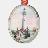 Weihnachtsleuchtturm Verzierung Silbernes Ornament (Links)